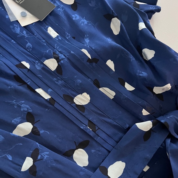 Lauren Ralph Lauren Floral Jacquard Midi Dress Blue/White Size 8 NWT #eventstyle - Picture 4 of 7